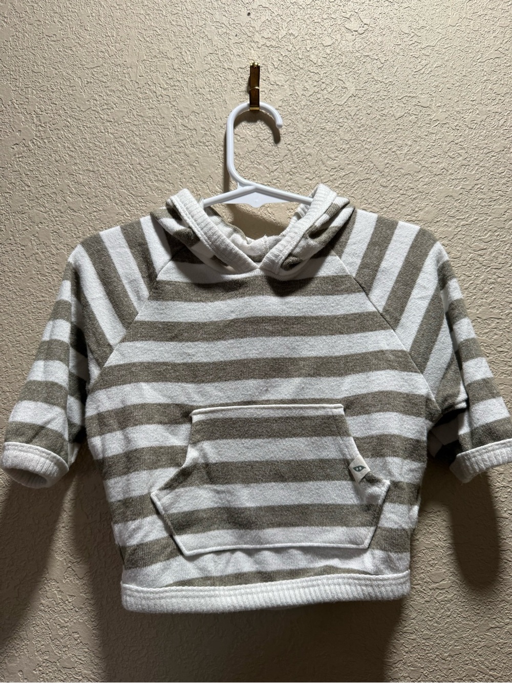 Easy Peasy Striped Hooded Pullover for Kids - Cream & Green